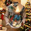Men's Long Sleeve Golf Shirt Quick-Dry Mesh Casual Top with Christmas Print for Holiday Wear