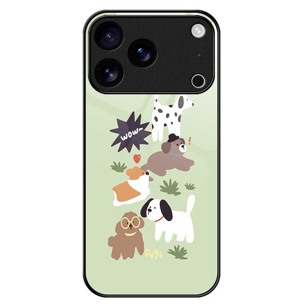 For iPhone 17 Pro Max Case TPU PC Tempered Glass Pattern Printing Phone Back Cover