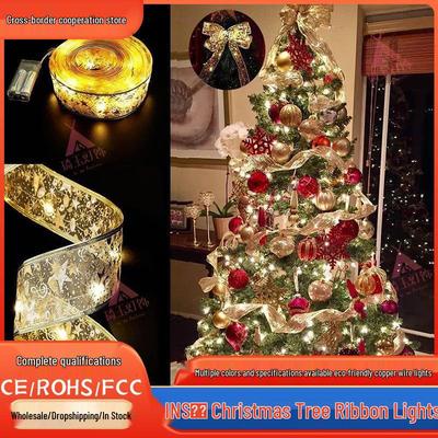 Cross-border LED Christmas Ribbon String Lights & Ornaments