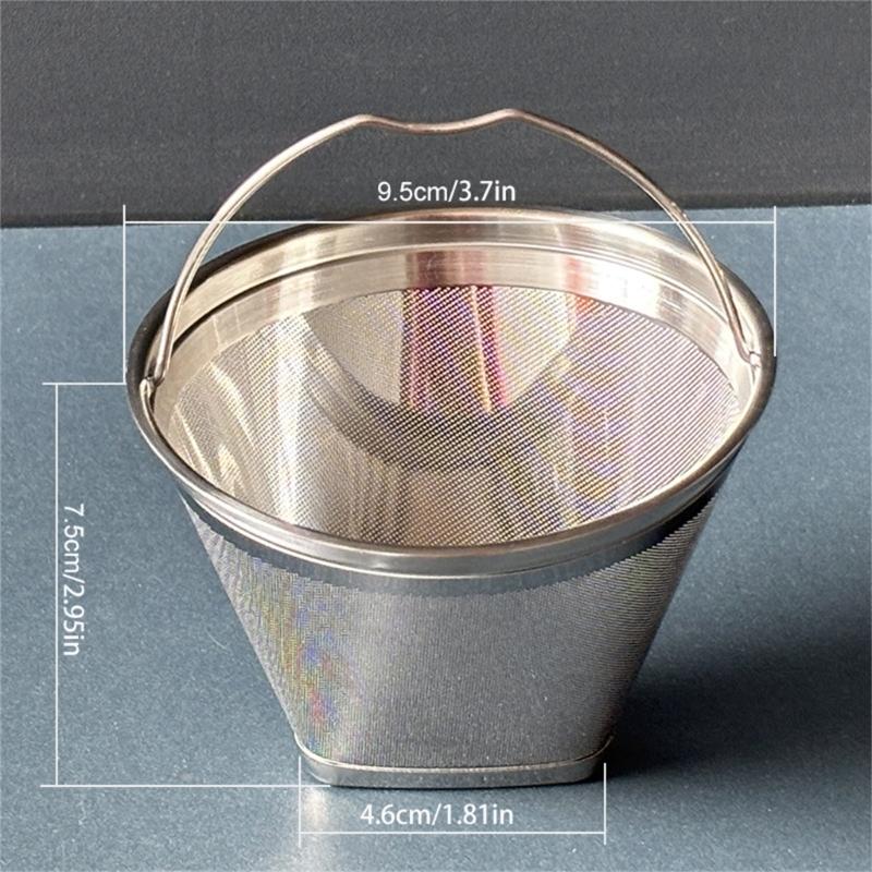 Practical Stainless Steel Coffee Filter Cone Shape With Fine Mesh For Coffee Maker Espresso Machine Accessories