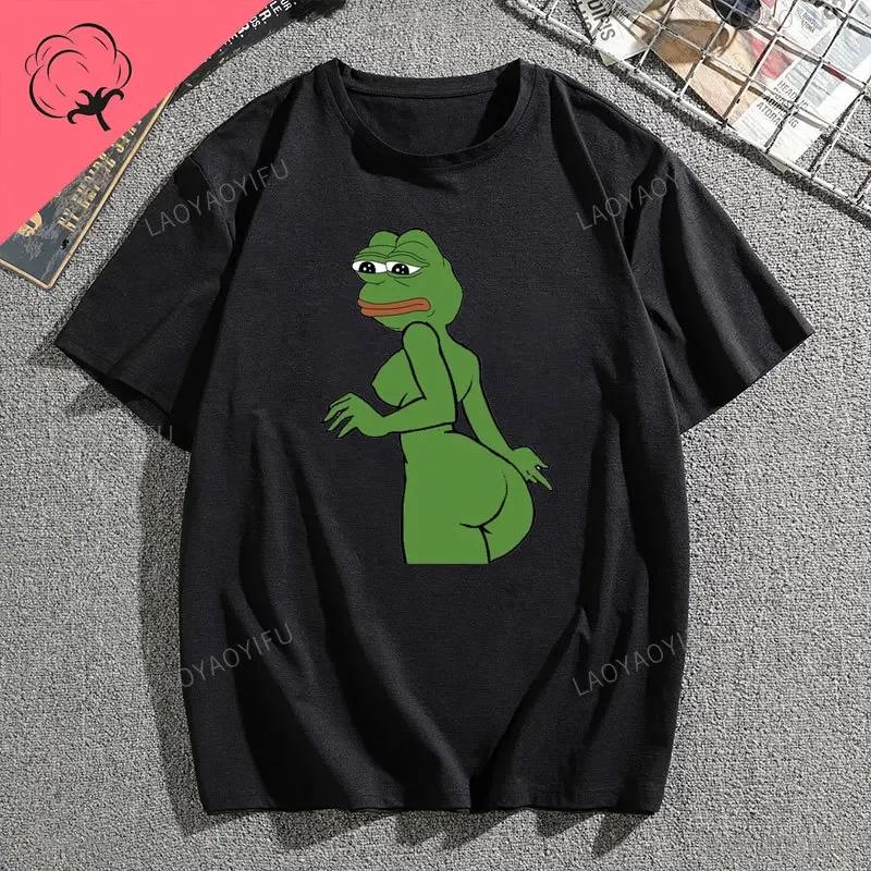 Pe Pe The Frog Meme Emote Cotton Mens Clothing Vintage Fashion Frog Animal Ladies Summer Kawaii Tees Funny Gift Casual Shirt
