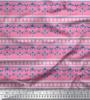 Soimoi Japan Crepe Satin Fabric Stripe,Floral & Filigree Damask Decor Fabric Printed Metre 42 Inch