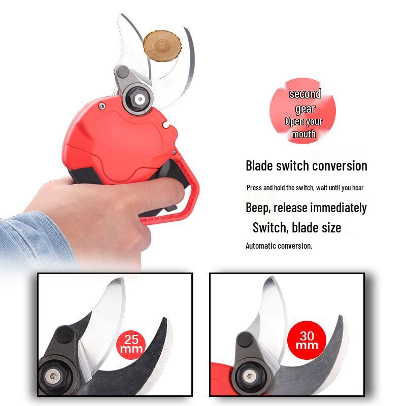 21V Lightweight Electric Pruning Shears with Two Batteries & Charger, 30MM Branch Capacity, Powerful Lithium Battery for Fruit Trees