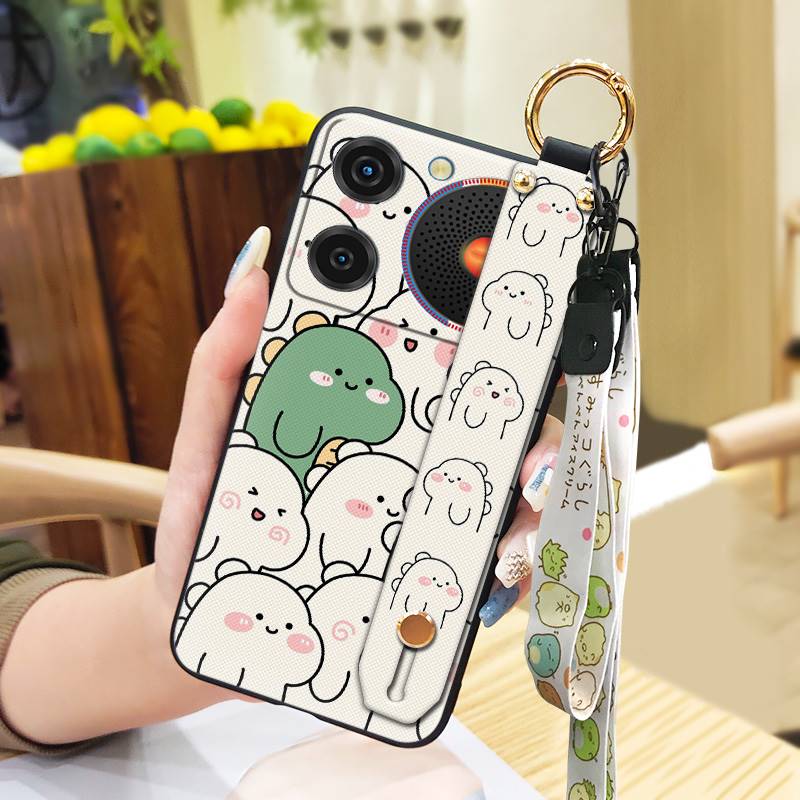 Silicone Wrist Strap Phone Case For ZTE Nubia Music Lanyard Durable Wristband Soft Case Ring Anti-knock Cartoon Cute