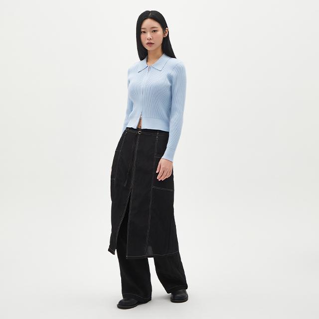 LAP Skirt Layered Stitch Contrast Pants Ar1Wp262