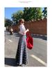 Women's High Waist Plaid Fringe A-line Skirt - 2025 Spring/Autumn Collection