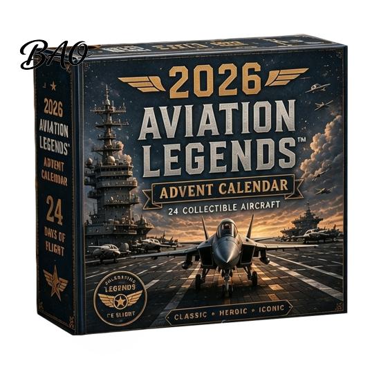Aviation Themed Decor Aircraft Advent Calendars 2026, Airplane Toy Countdown Calendar, 24 Days Christmas Holiday Calendar with Models, 2D Acrylic