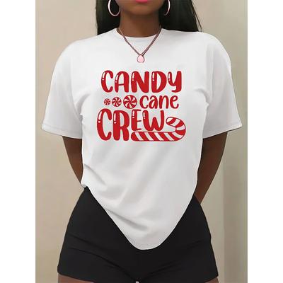 Grafikdruck T-Shirt, Kurzarm Rundhals Lässiges Oberteil für Sommer & Frühling, Damenbekleidung