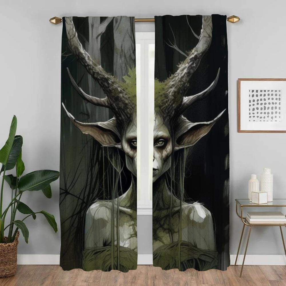 Tiul do Sypialni Upiorna Atmosfera Mrocznej Fantazji Zasłona Okienna do Pokoju 2 Panele Przegroda Zaciemniające Zasłony 2 Sztuki Rolety