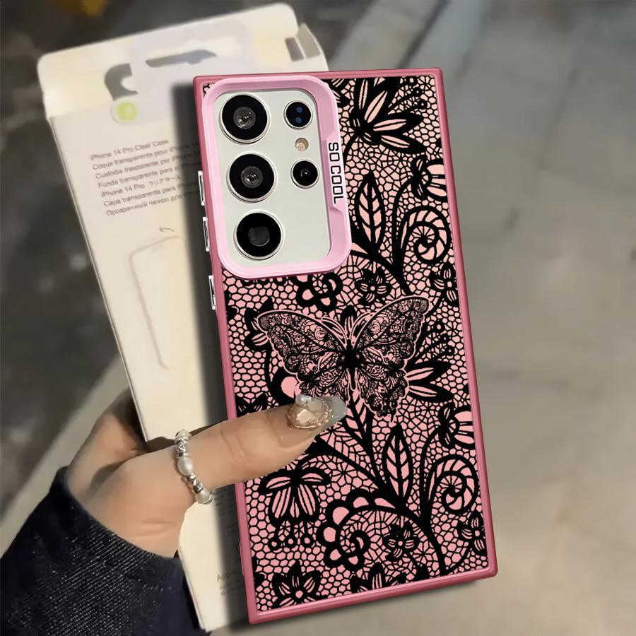 

Design Sense Black Lace Phone Cover Case for Samsung Galaxy S25 S21 S23 S24 FE S25Edge S23 Ultra Note 20 Ultra S22 S20 Plus Galaxy S20 FE