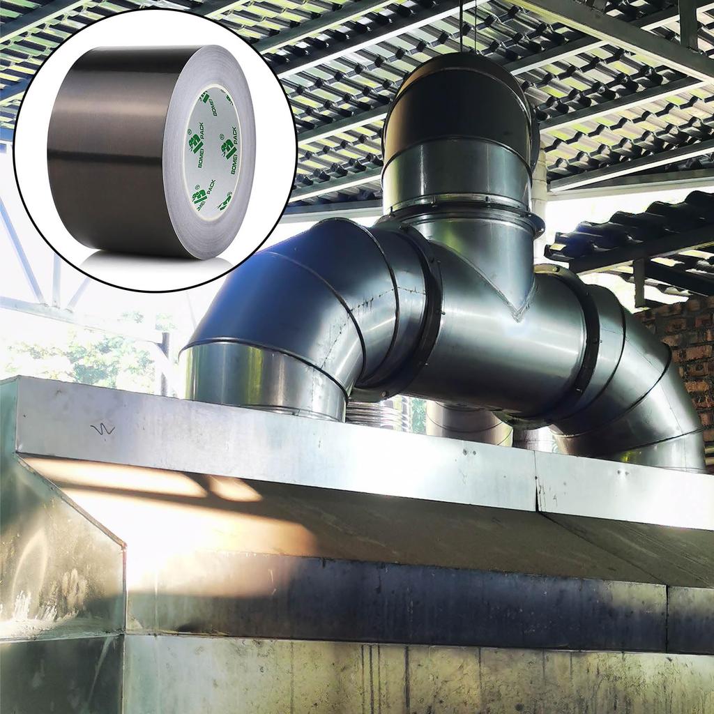 BOMEI PACK Black Aluminum Foil Tape Heavy Duty, HVAC Sealing