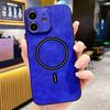 Lambskin Faux Leather Magnetic Case for iPhone 15 Pro Max, PU+TPU+PC Wear-resistant Shockproof Protective Cover