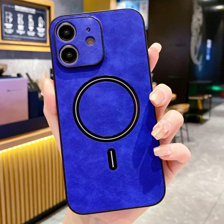 Lambskin Faux Leather Magnetic Case for iPhone 15 Pro Max, PU+TPU+PC Wear-resistant Shockproof Protective Cover