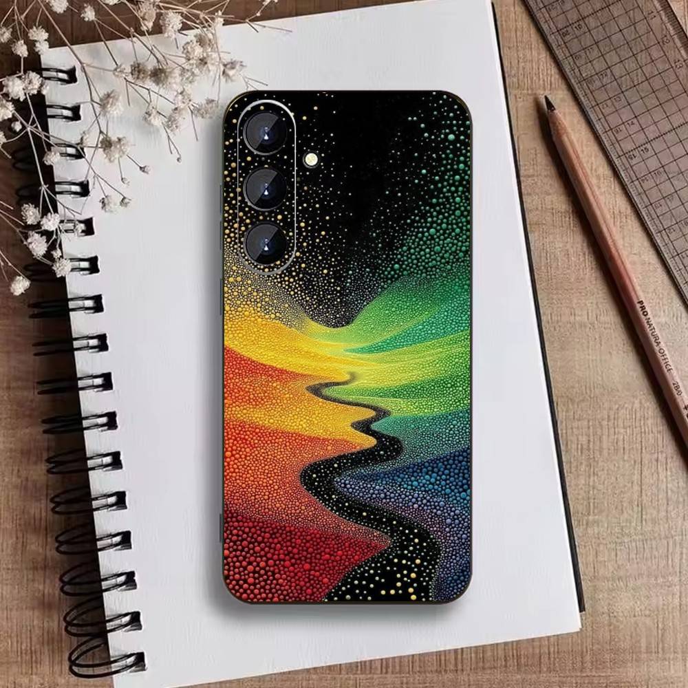 Starry Night Whimsical Landscape Phone Case For Samsung Galaxy A73,21,22,32,71,53,52,51,80,5G Soft Black Cover