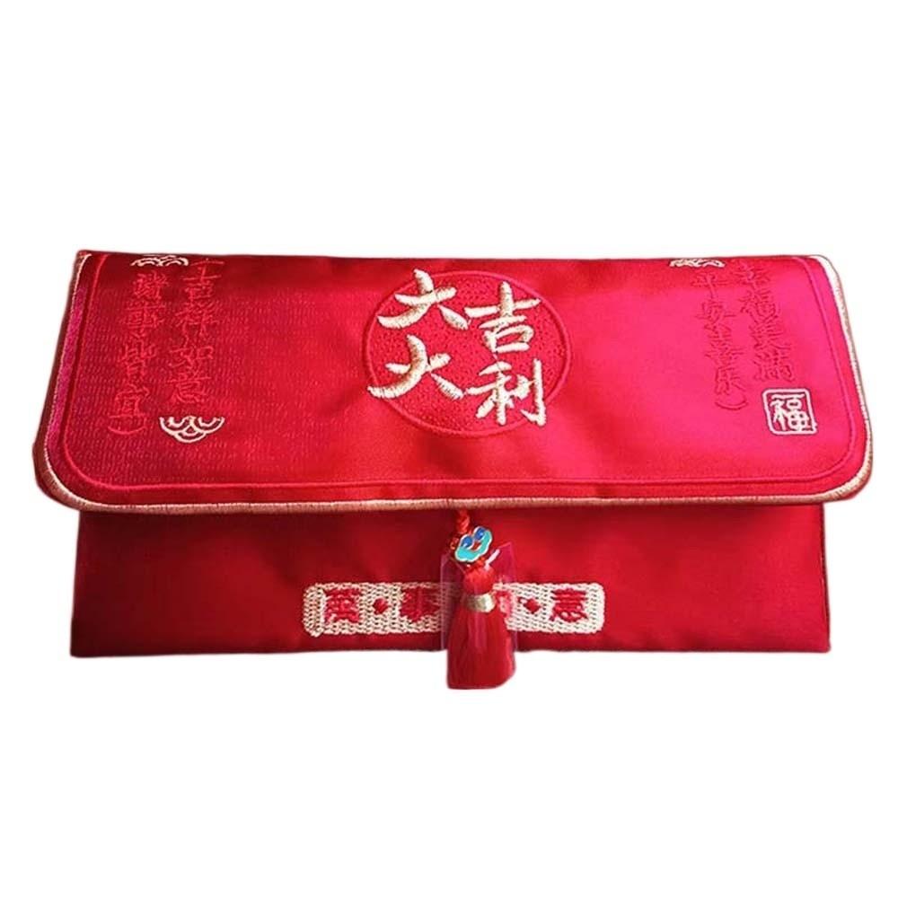 Traditionelles Chinesisches Neujahrs-Rotgeldkuvert Magnetverschluss Bestickter Gott des Reichtums Rote Tasche Polyester Frühlingsfest-Zubehör