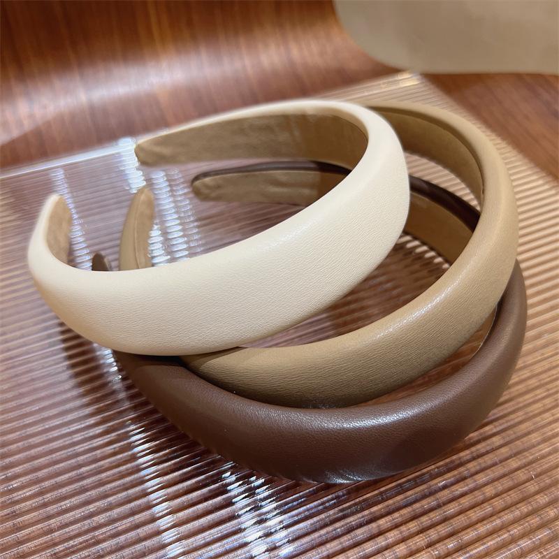 1pc Leather Wide Headband for Women, Retro French Style Face Wash, Hair Pressure Headband, Hair Clip Headband, Hair Accessory