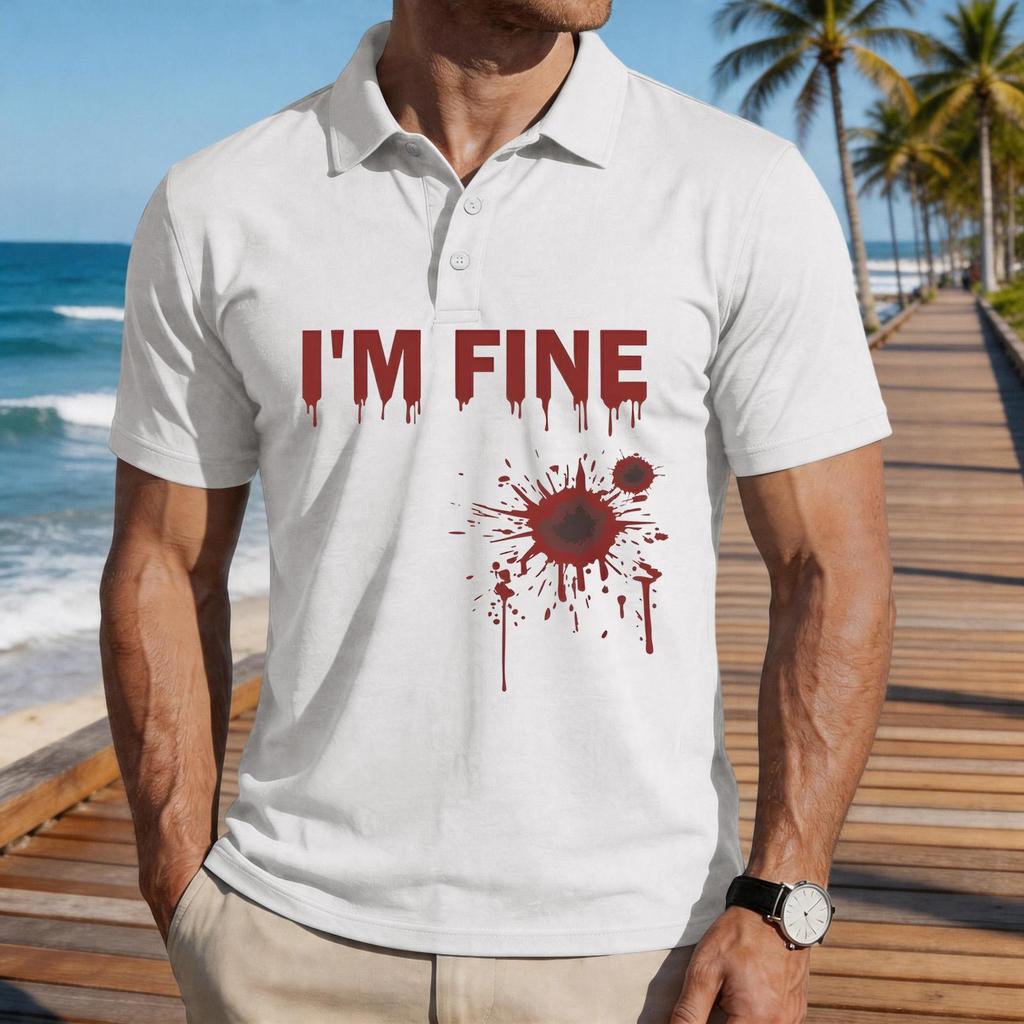 Men's Casual Short Sleeve Polo Shirt Loose Fit Halloween Graphic Print Lightweight Comfortable Top for Everyday Wear