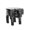 Handcrafted and Emboss Painted Colorful Wooden Elephant Shape Stool Table (8 Inches Height, Black)
