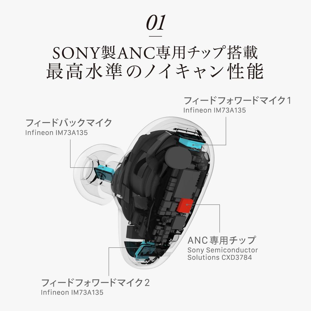 final TONALITE Bluetooth Wireless Earphones, Noise Cancelling, Multi-Point, Black, with DTAS Personalization Technology