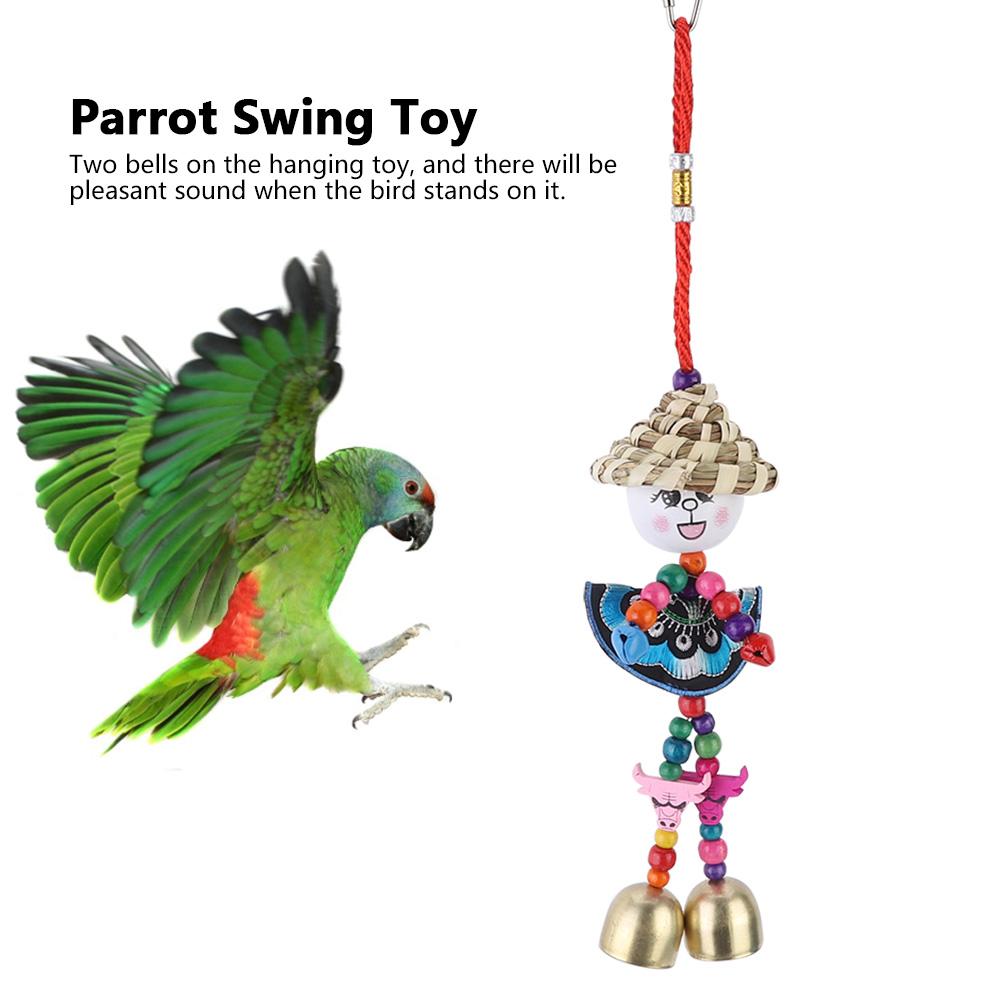 Papageienvogel Bunte Hängende Strohgeflecht Puppe Schaukel Kauspielzeug Käfig Dekoration Zubehör