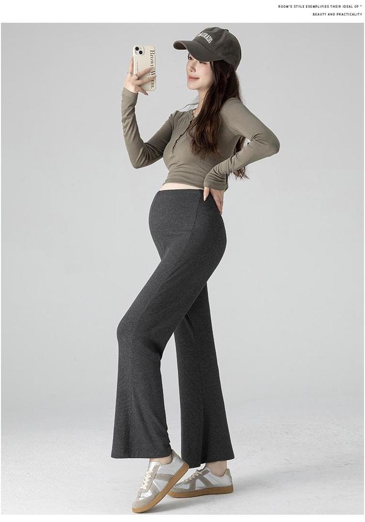 Spring/Summer Trendy Maternity Flared Cropped Pants for Petite Moms, Lightweight and Drapey, No Tummy Support.