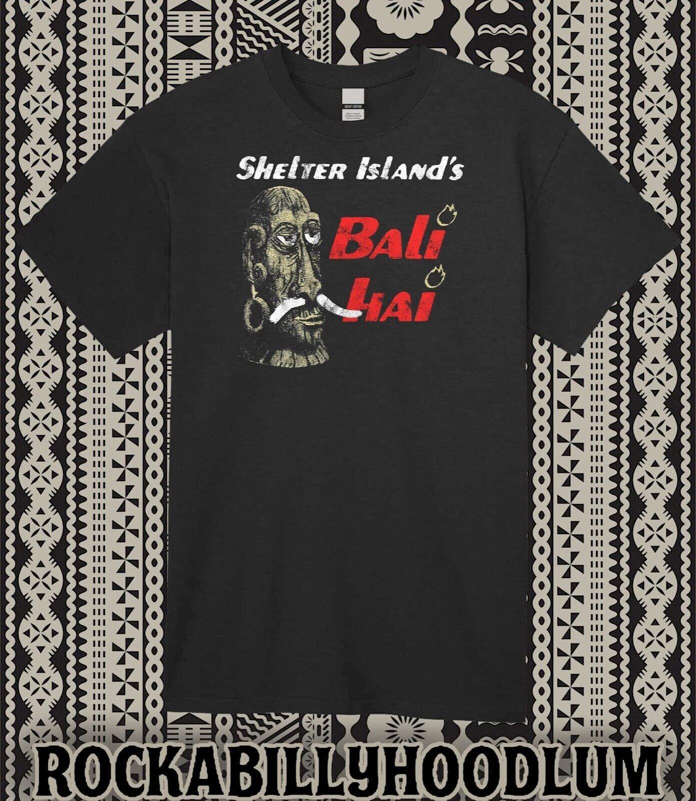 

Retro Tiki Art Tee T Shirt Cotton Mug Bar Restaurant Bali Hai Shelter Island M