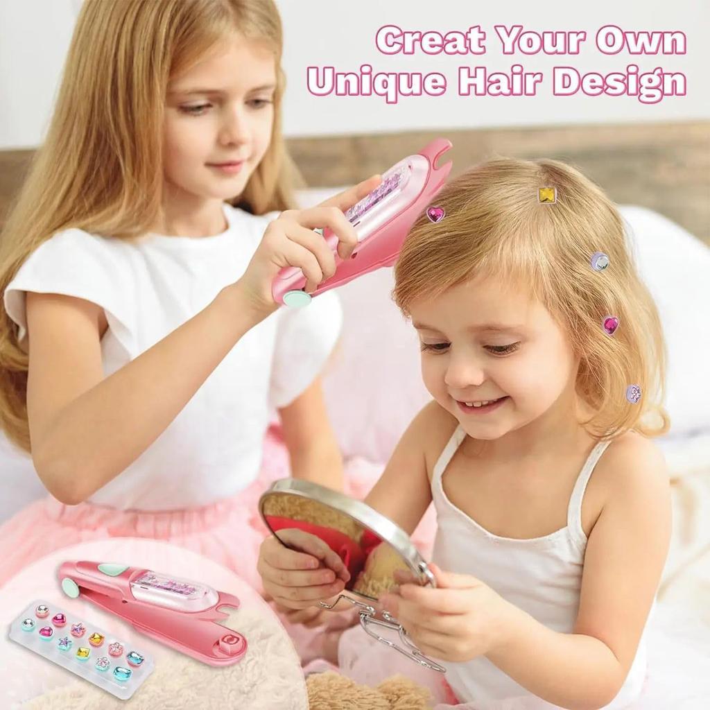 Hair Gem Stamper Kit 24pcs Hair Gem Sticker DIY Bling Hair Jewel Applicator No Glue Reusable Shining Hair Accessories