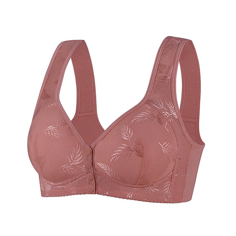 New Sponge Cup Front Buckle Underwear Women's Large Size Steel Rimless Vest Light Luxury Jacquard Bra