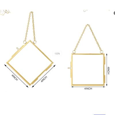 Mini Embossed DIY Transparent Glass Metal Photo Frame for Hanging Artwork or Plant Specimens