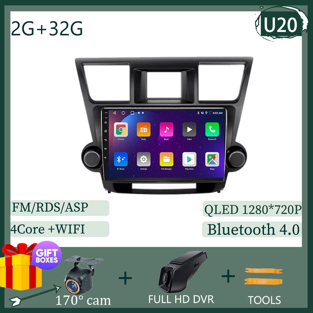 Android For Toyota Highlander 2 XU40 2007-2013 Multimedia Player Navigation Radio Stereo 5G  BT NO 2DIN DVD WIFI HDR Screen BT