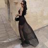 Summer new European and American dresses are fashionable, elegant and slim, sexy mesh splicing dresses
