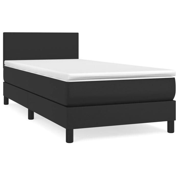 3140975 vidaXL Divan Bed with Mattress Black 90x190 Cm Faux Leather