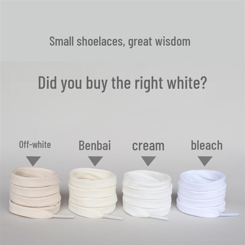 Mångsidiga platta bomullssnören för canvas-skor med snäcktå - Finns i ren vit, off-white och svart för män och kvinnor