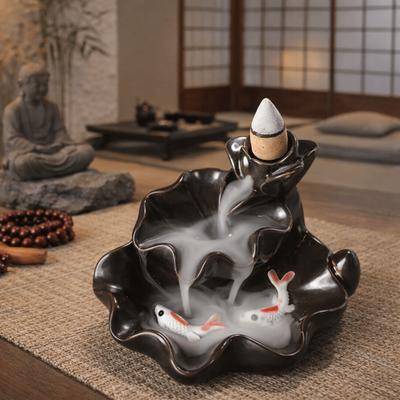 Mini Backflow Stick Incense Burner Lotus Shape Lotus Incense Burner Ceramic Censer  Home Decoration