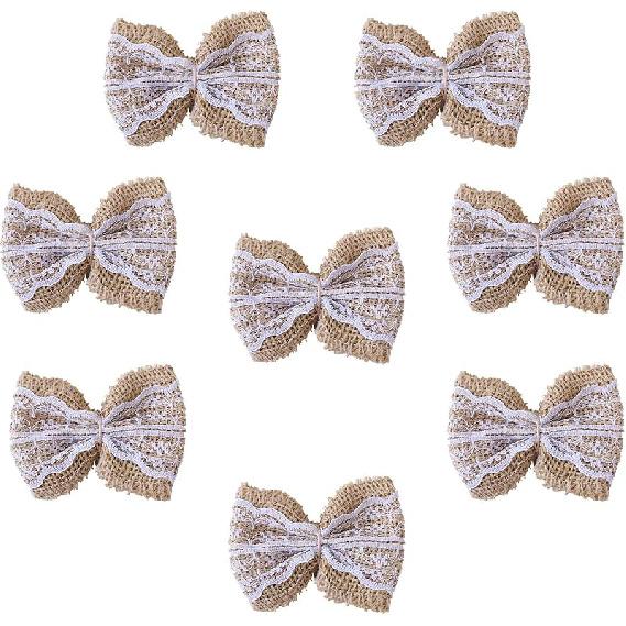 

30 шт. мешковинных бантиков для DIY рукоделия, шитья, подарка, свадебного декора (белый) белый