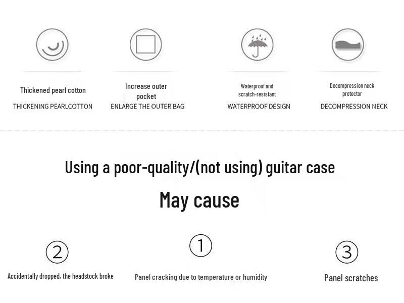 Padded Waterproof Portable Electric Guitar & Ukulele Gig Bag