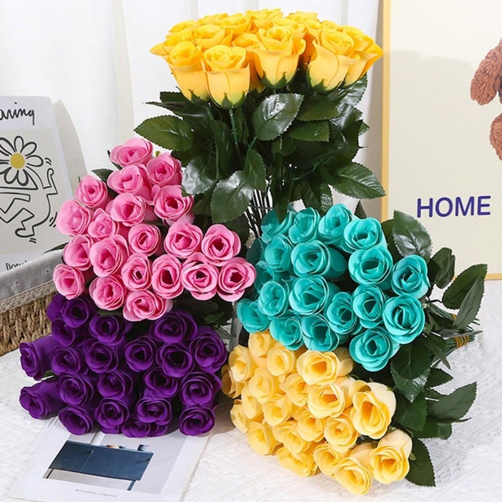10 Heads Real Happy Flower Mini 10 Colors Valentine's Day Flowers Photography Photo Gift Crystal Grass Bouquet Home Decorative