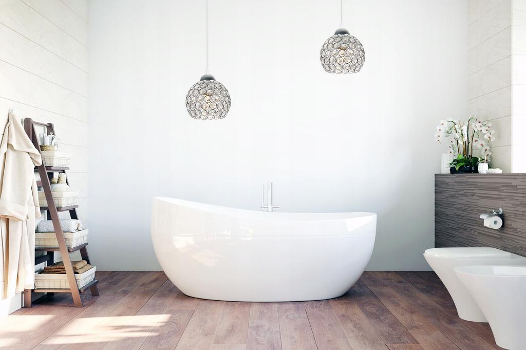 CHROME SPIDER HANGING LAMP, CRYSTAL CEILING