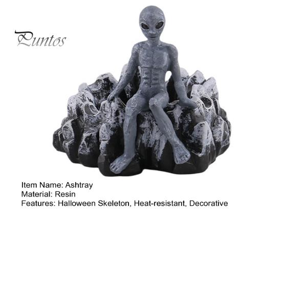 Durable Ashtray Halloween Skeleton Resin Ashtray, Heat-resistant Gothic Ash Holder, Decorative Aliens Tray for Home Office Outdoor Dark Aesthetic