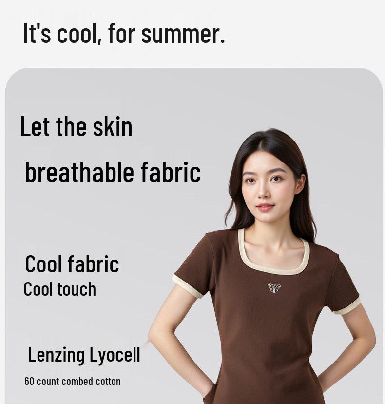 Women's Plus Size Tencel Short Sleeve Antibacterial Slimming T-Shirt