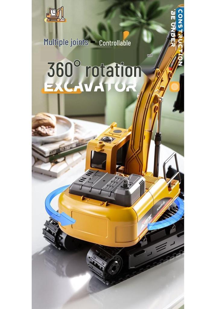 Remote Control Alloy Bulldozer Excavator Toy with Spray Function for Kids
