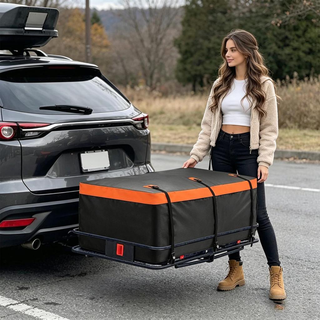 Trailer Hook Cargo Bag 550L Waterproof Car Pallet Container Foldable Truck Cargo Carrier Pouch For Car Top Truck Automobile