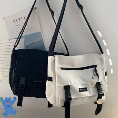Japanse Harajuku Canvas Messenger Tassen Koreaanse Retro INS Streetwear Crossbody Tas Unisex Student Casual Schoudertassen