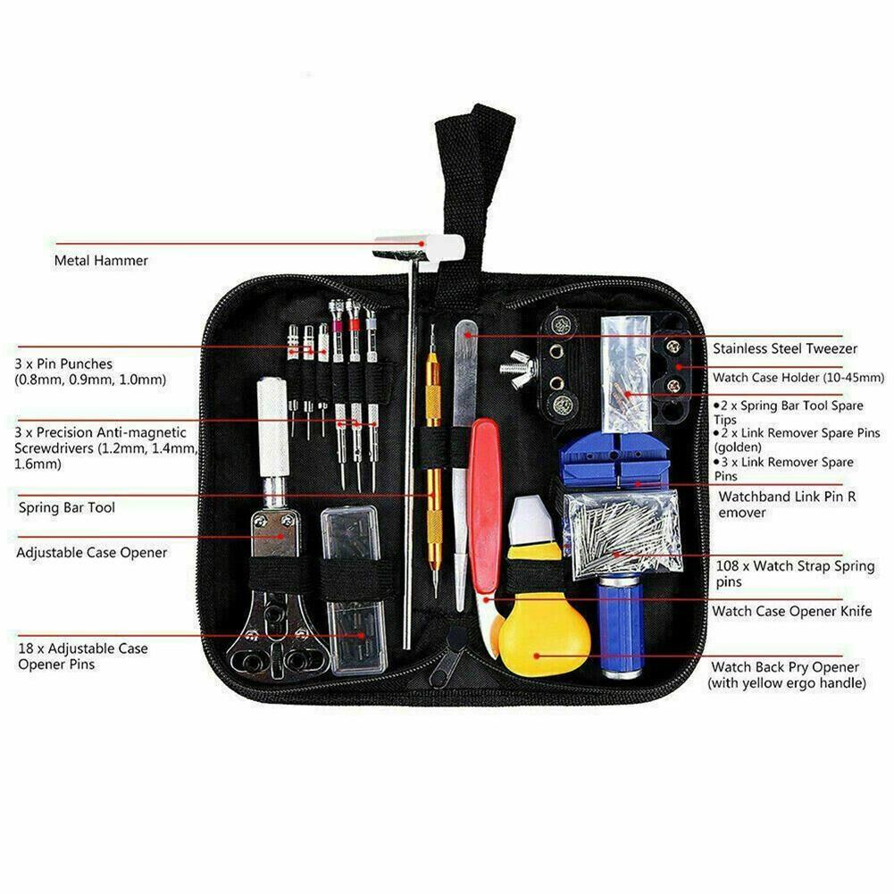 147pcs Portable Tool Set With A Box Adjustable Watch Maintenance Tools For Repairing Clocks Watches