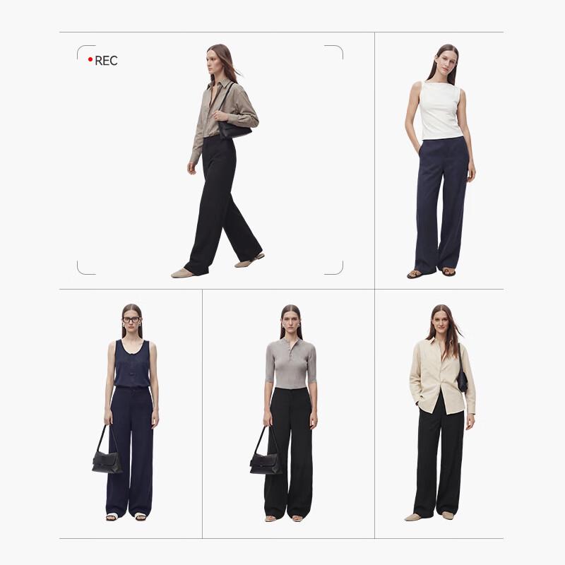 Women's Tencel Linen Blend Wide-Leg Straight Pants