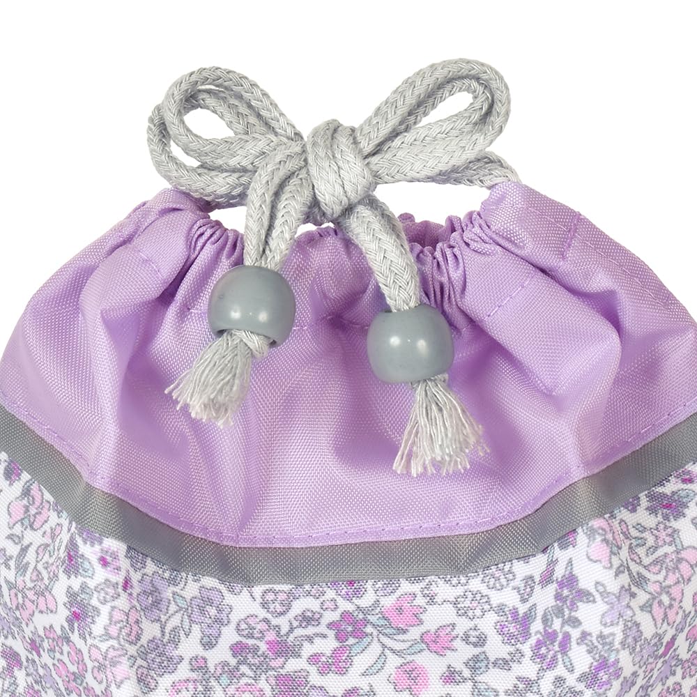 COLORFUL CANDY STYLE Drawstring Lunch No Gusset Name Floral Mist Set of Cute for Elementary Lunch Bags, Medium, (with Tag), Water-Repellent, No-Iron,