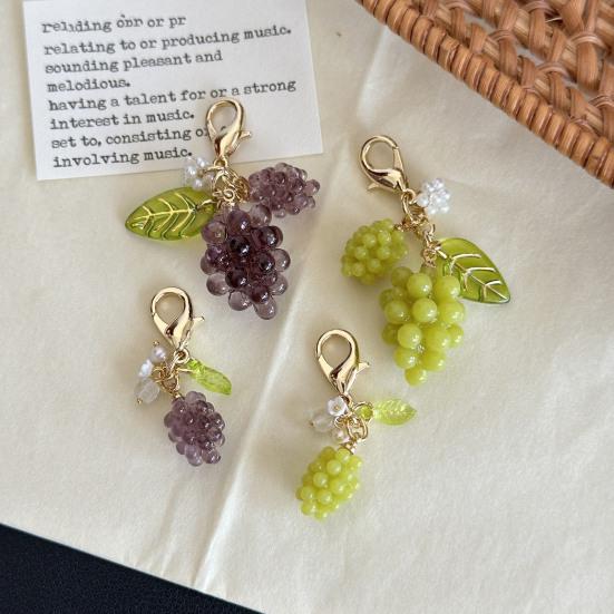 Keychain Pendant Grape Bunch Shape Purse Pencil Case Pendant with Universal Lobster Clasp Decorative Keyring Charm
