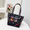 Embroidered Canvas Tote Bag - Chinese Style for University Women