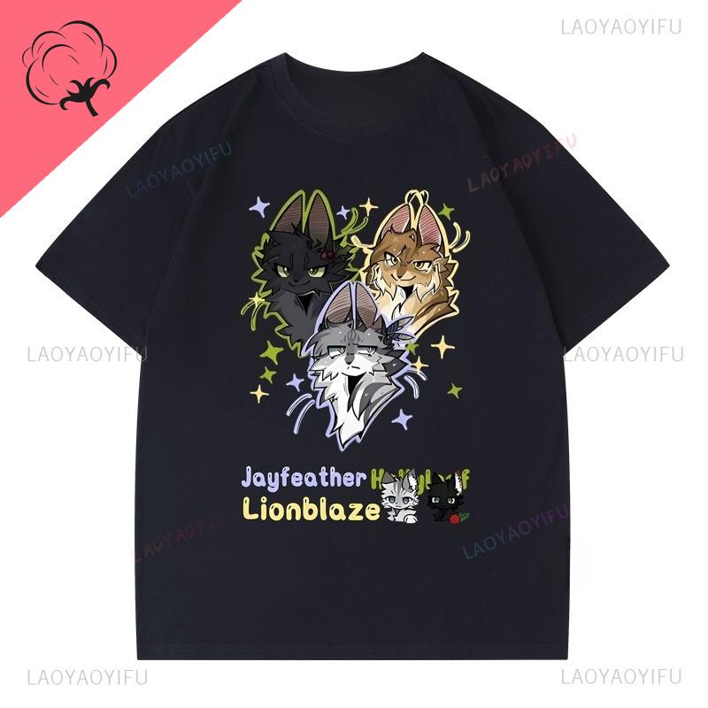 Neuer Stil Warrior Cats T-Shirt Heißer Verkauf Katzenliebhaber Tee Kurzarm Baumwolle Rundhalsausschnitt Kawaii Beliebte Y2k Kleidung Unisex Oberteile