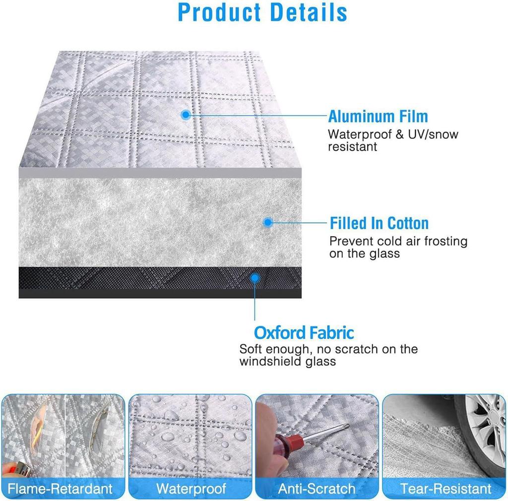 Silver Car Windshield Sunshine Shield Winter Sunshine Cover Front Window Ice Frost Outdoor Protection Snow Sun Cover For VW T7